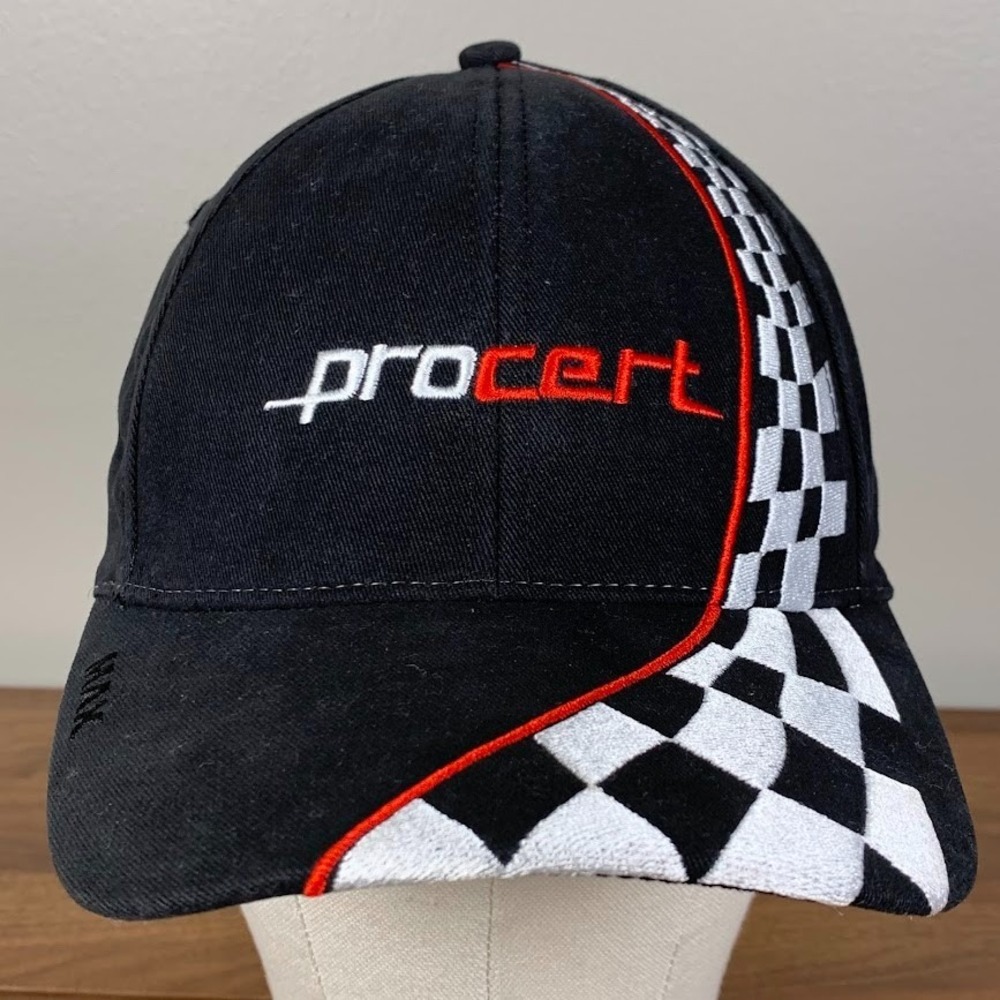 Vintage Bridgestone Firestone ProCert Baseball Hat Cap‎ Checkered Line Racing
